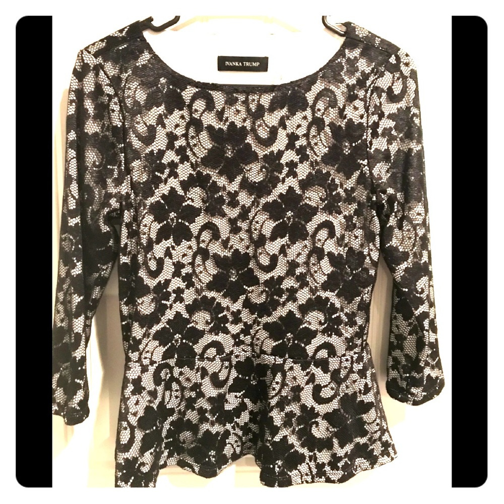 Black /white lace top